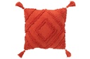 Cushion Tufted Pattern+Tassels Cotton Brick