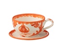 Tasse + Assiette Granada Céramique Blanc/Orange