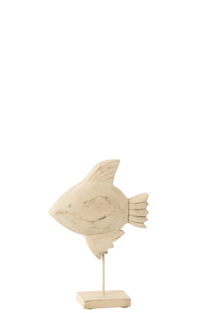 Decoration Fish Mango Wood/Metal Natural/White