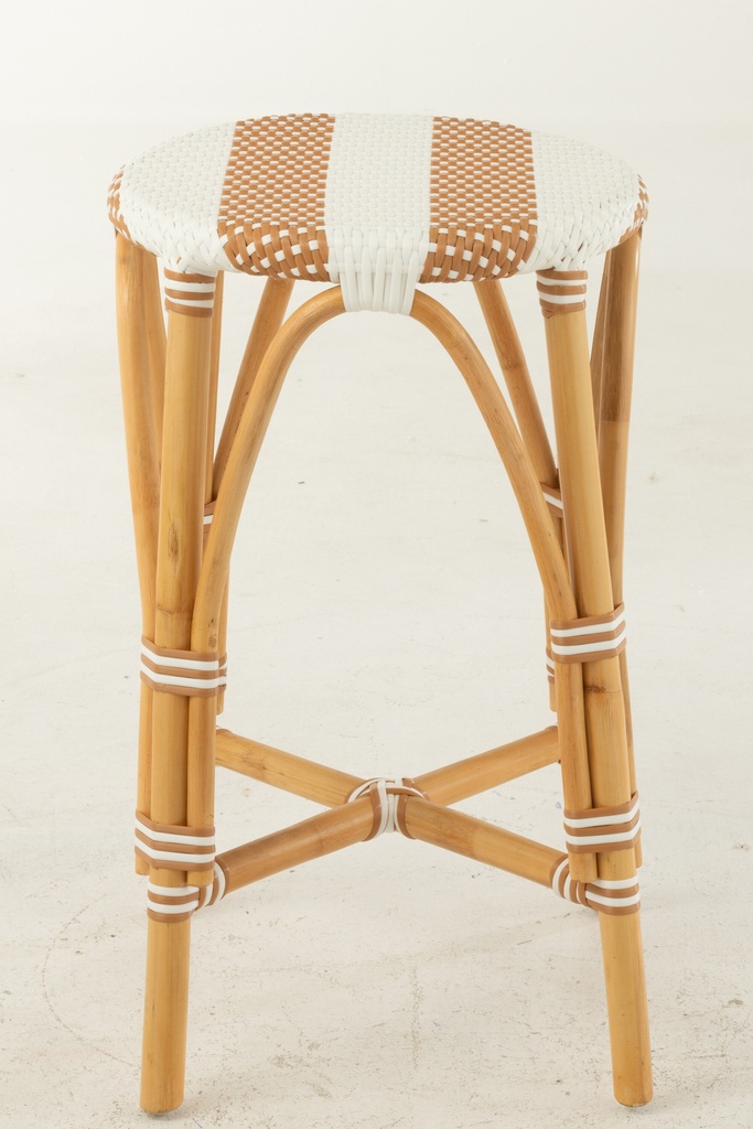 Tabouret en rotin beige/blanc grand