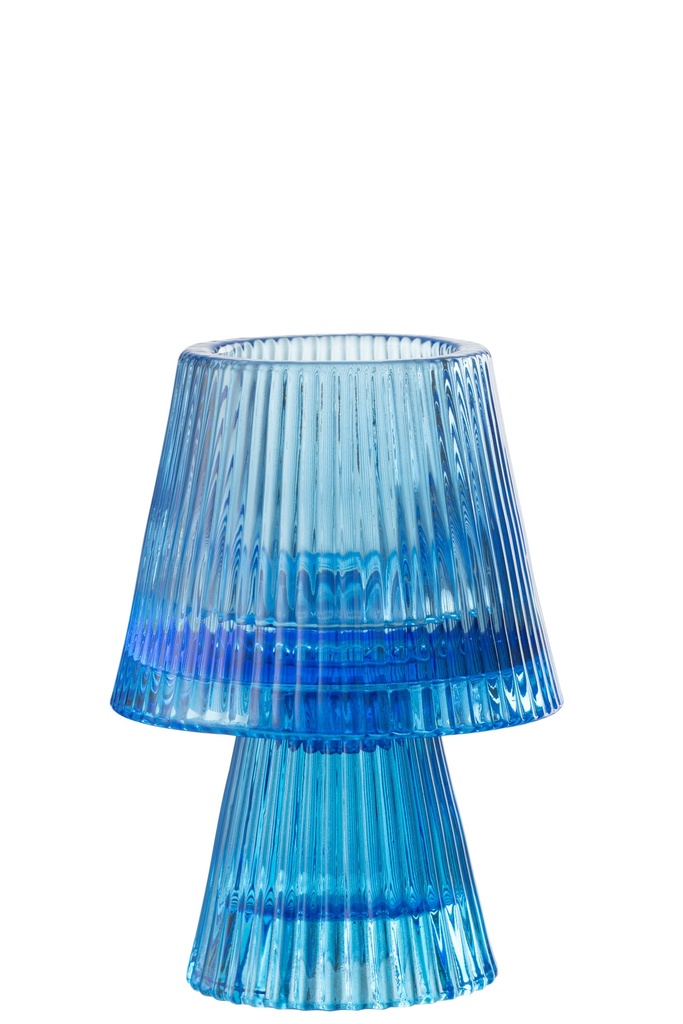 Bougeoir Chapeau Verre Bleu