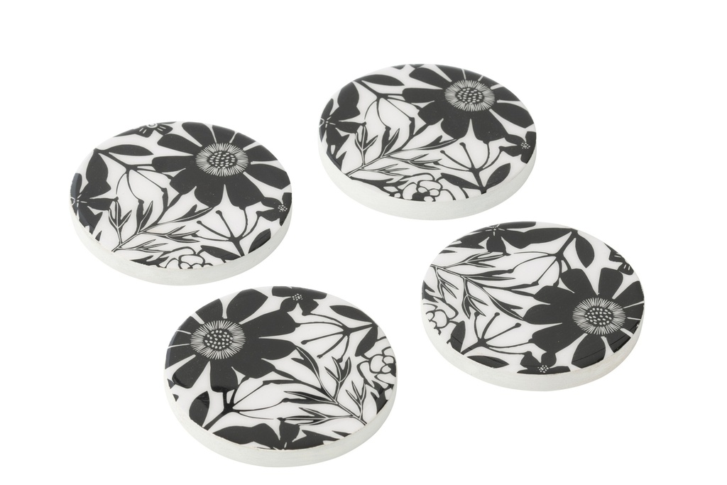 Lot de 4 sous-verres à motif floral