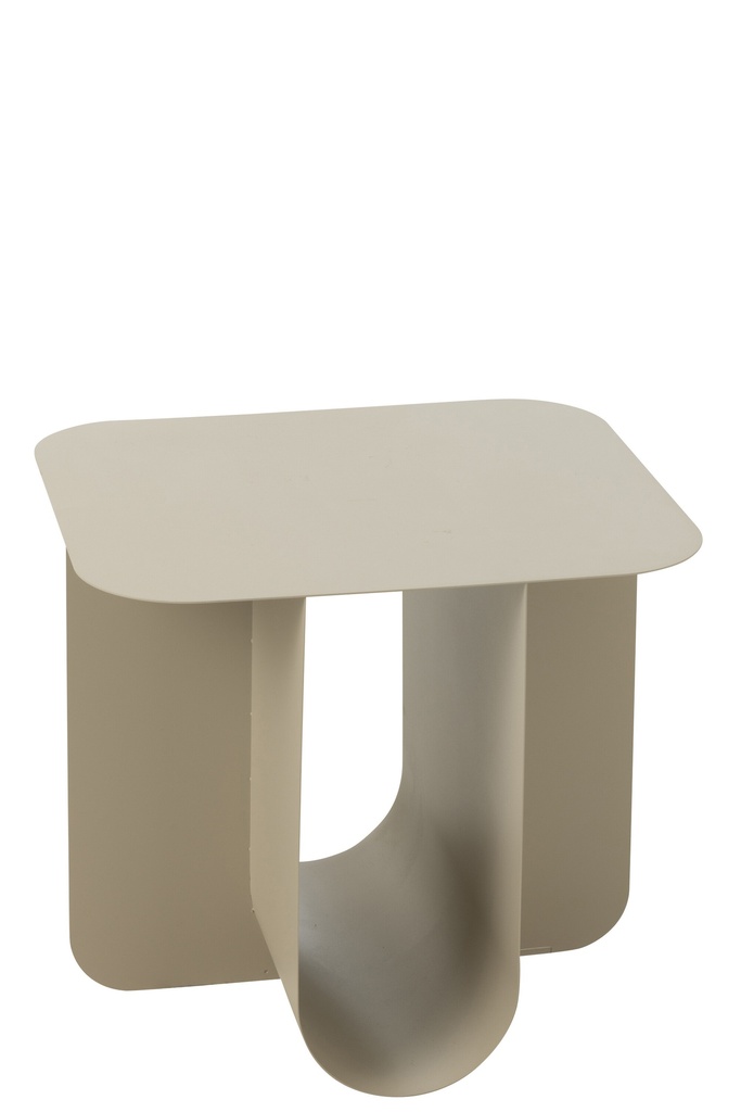 Table d'appoint carrée en métal beige
