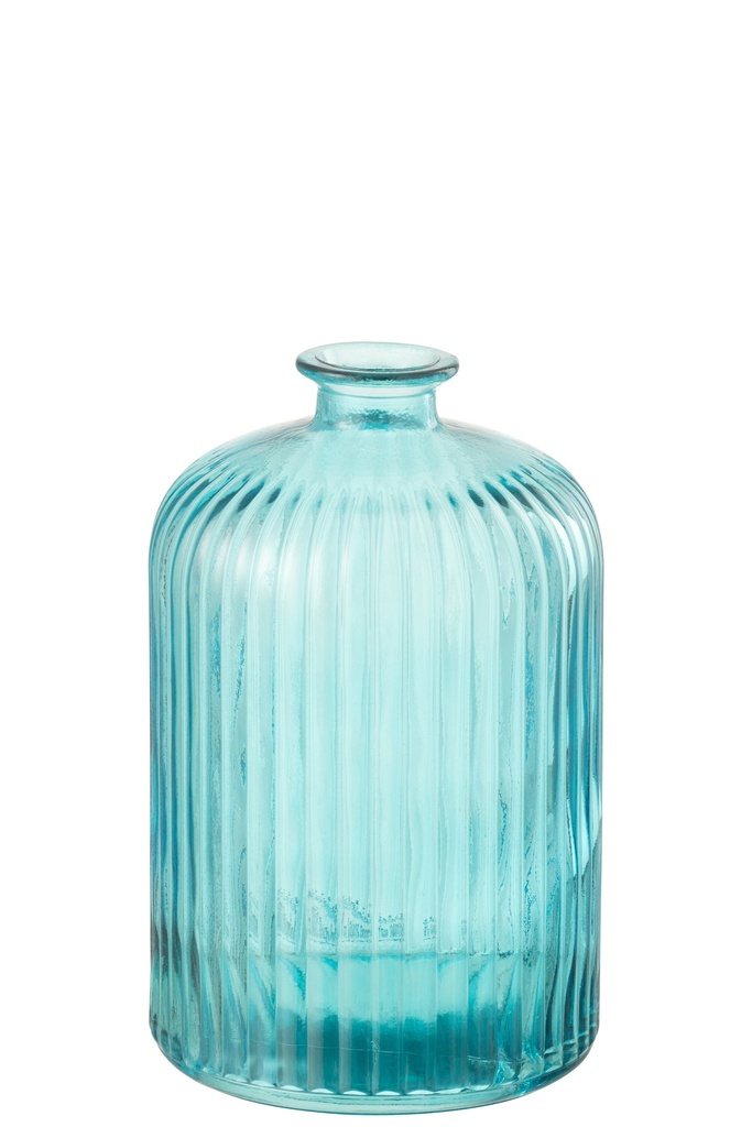Vase Bottle Stripe Glass Aqua