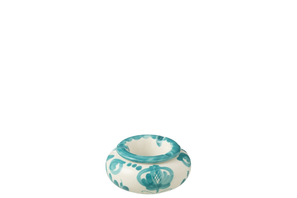 Cendrier Granada en céramique blanc/aqua petit