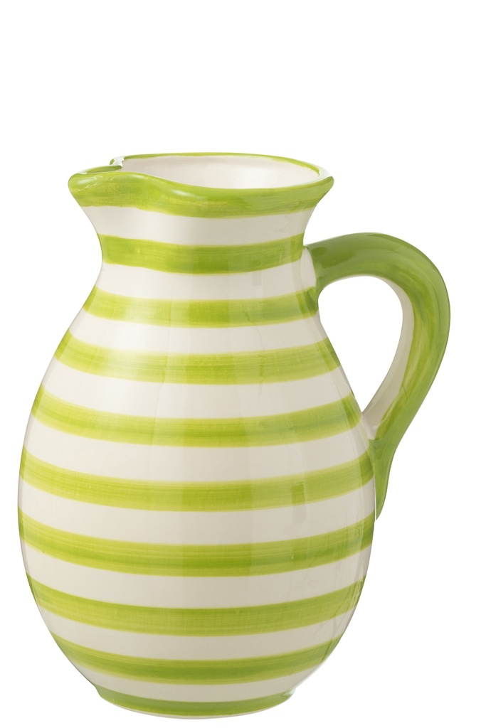 Pitcher Granada Stripes Ceramic White/Green