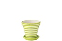 Pot de fleurs + assiette Granada Stripes en céramique fait main/peint à la main