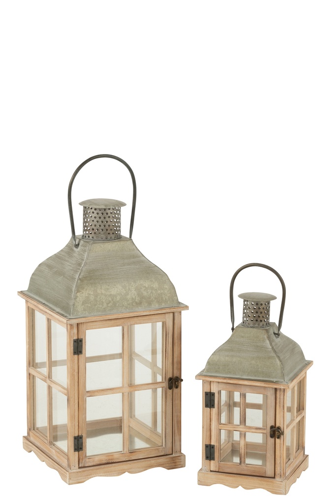 Lot de 2 lanternes maisons sapin