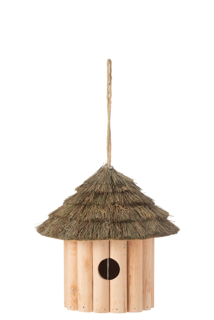 Birdhouse Hanging Open Wood/Dried Grass