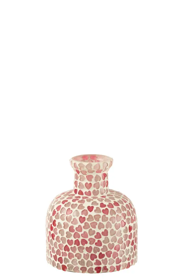 Vase Heart Mosaic Glass Pink