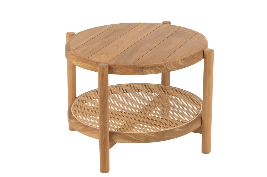 Table d'appoint ronde en teck naturel