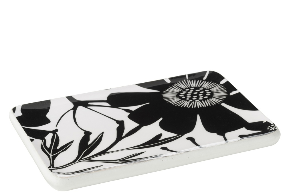 Plateau Rectangulaire Motif Floral Mangue