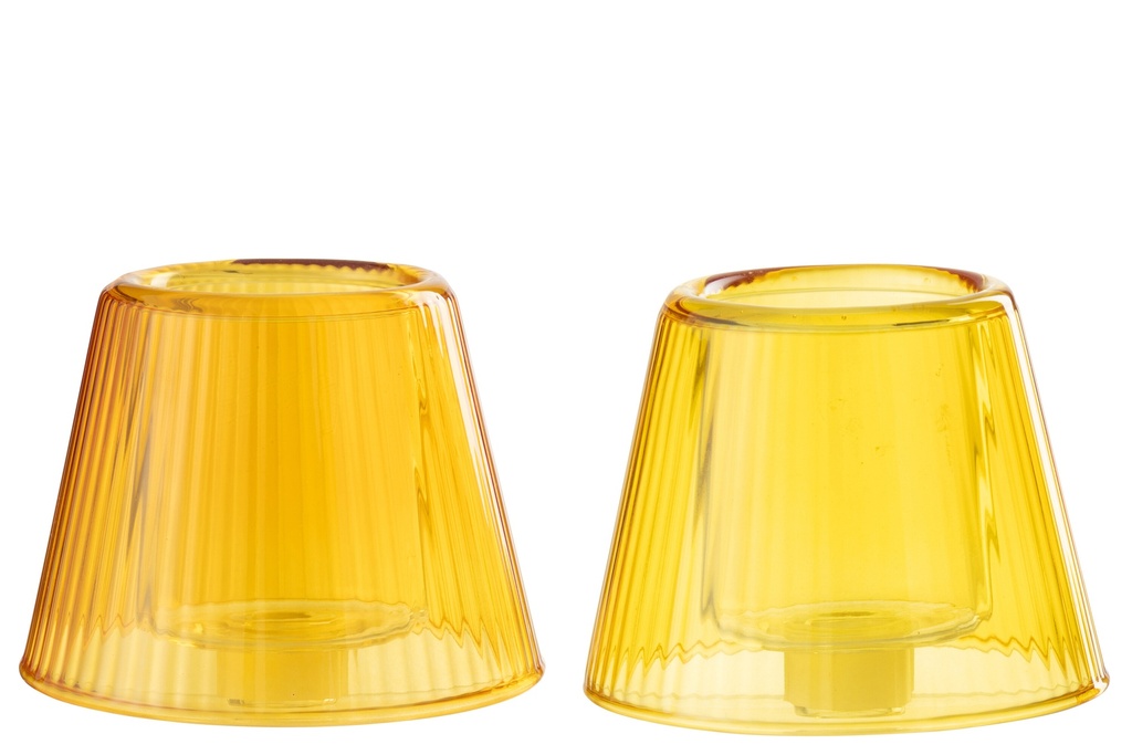 Tealight Holder Hat Glass Yellow/Orange