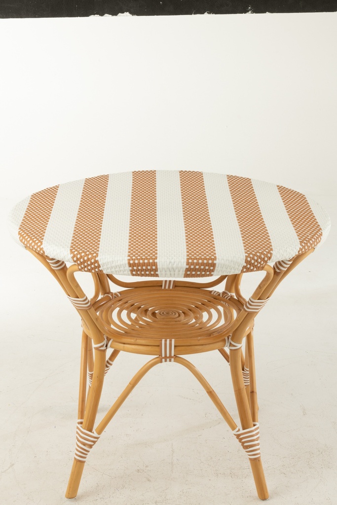 Table à manger en rotin beige/blanc