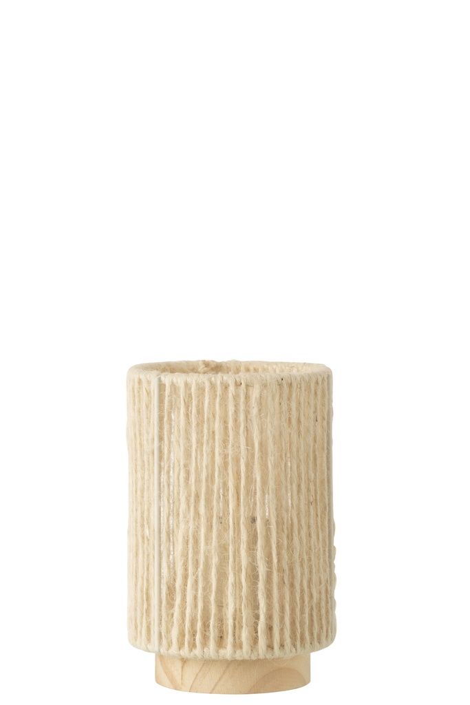 Lampe de table LED cylindrique en métal/coton