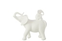 Elephant Carrying Baby Polyresin White