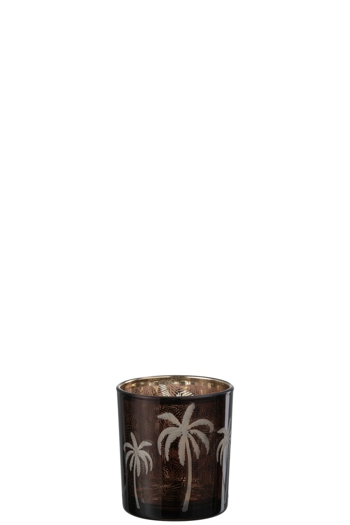 Photophore en verre motif palmier