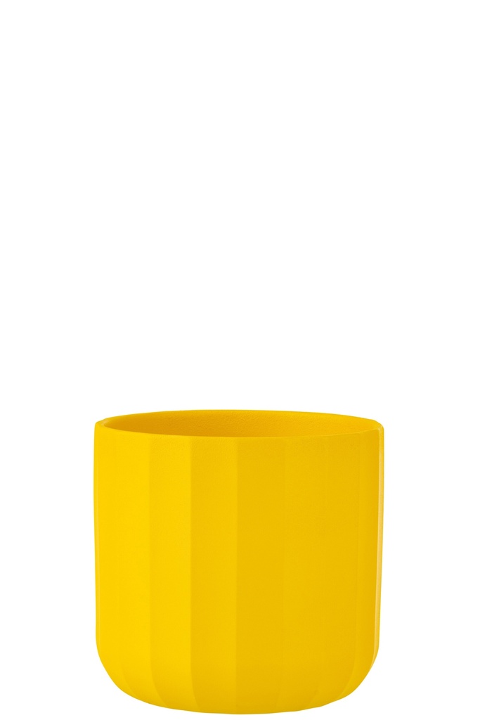 Pot de fleurs d'été en céramique jaune grand format