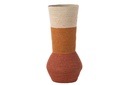 Vase Rayures Jonc de Mer Naturel/Rouille/Terre Cuite