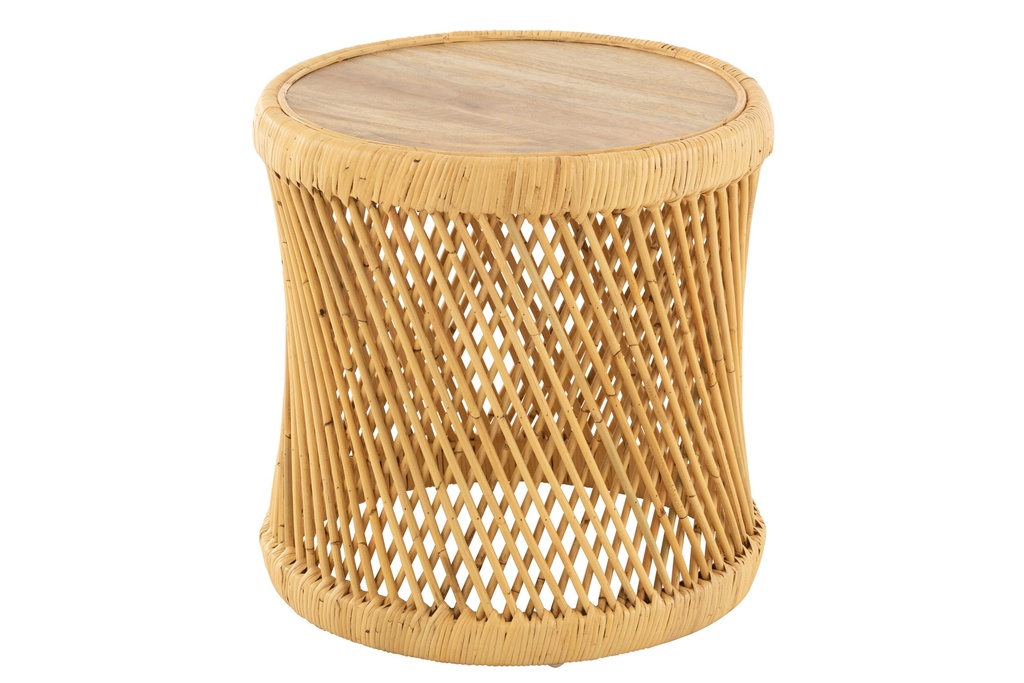 Table d'appoint cylindrique en rotin naturel