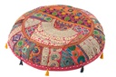 Pouf Round Plat Patterns+Tassels Cotton