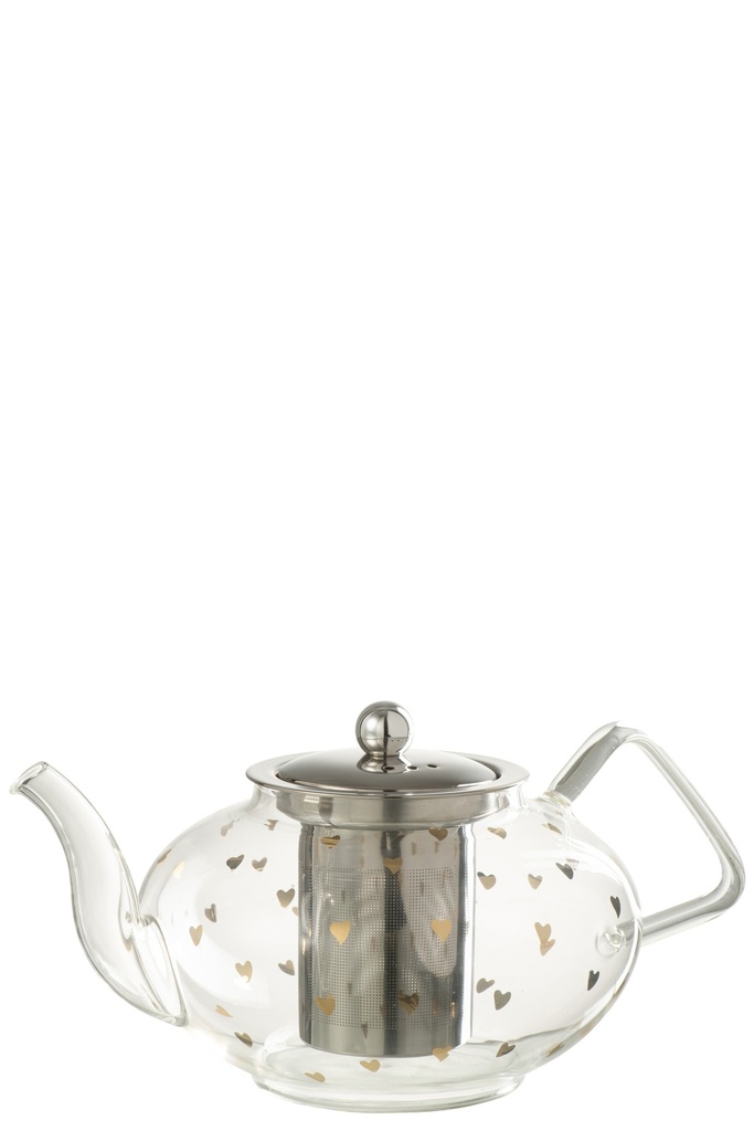 Teapot Heart Glass Transparent/Gold
