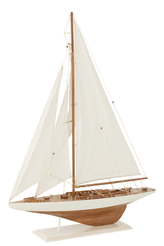 Sailboat Paulownia Wood White/Natural Large