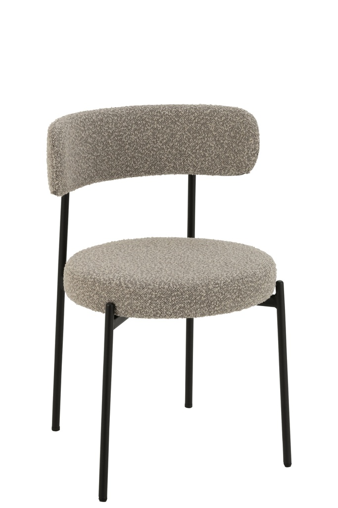 Chaise Boucle Contreplaqué/Polyester Gris/Noir