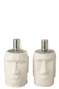 Oil Lamp Moai Cement Grey