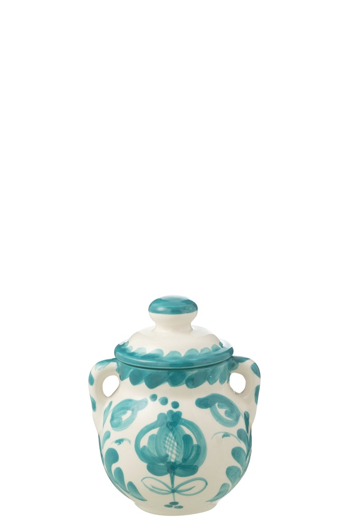 Jar Granada Ceramic White/Aqua