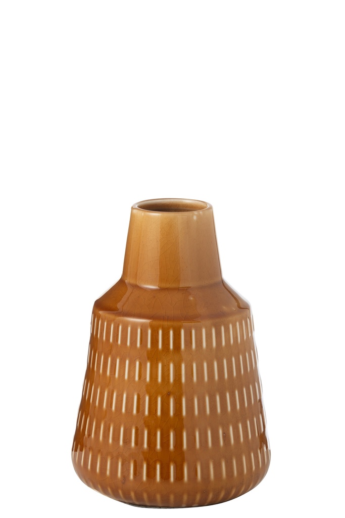 Vase Ria Carved Porcelain Mustard