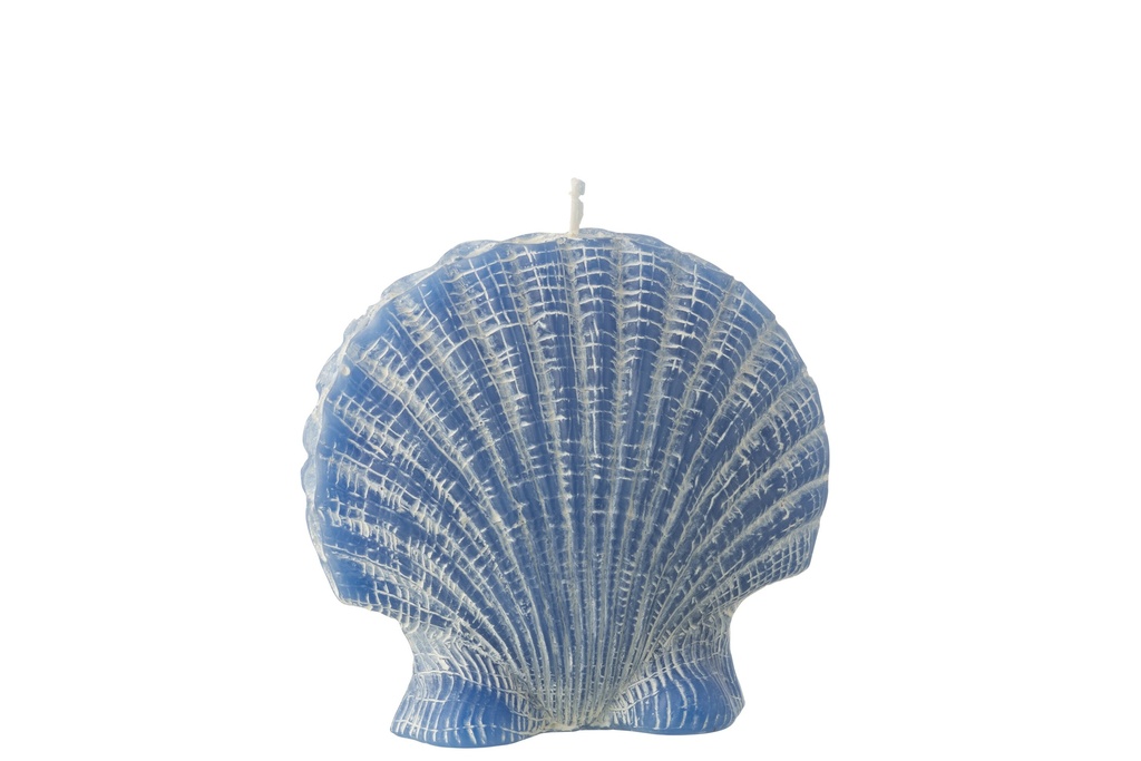 Bougie coquillage cire bleue grande taille - 8 heures