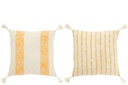 Cushion Square Stripes+Tassels Cotton White/Orange