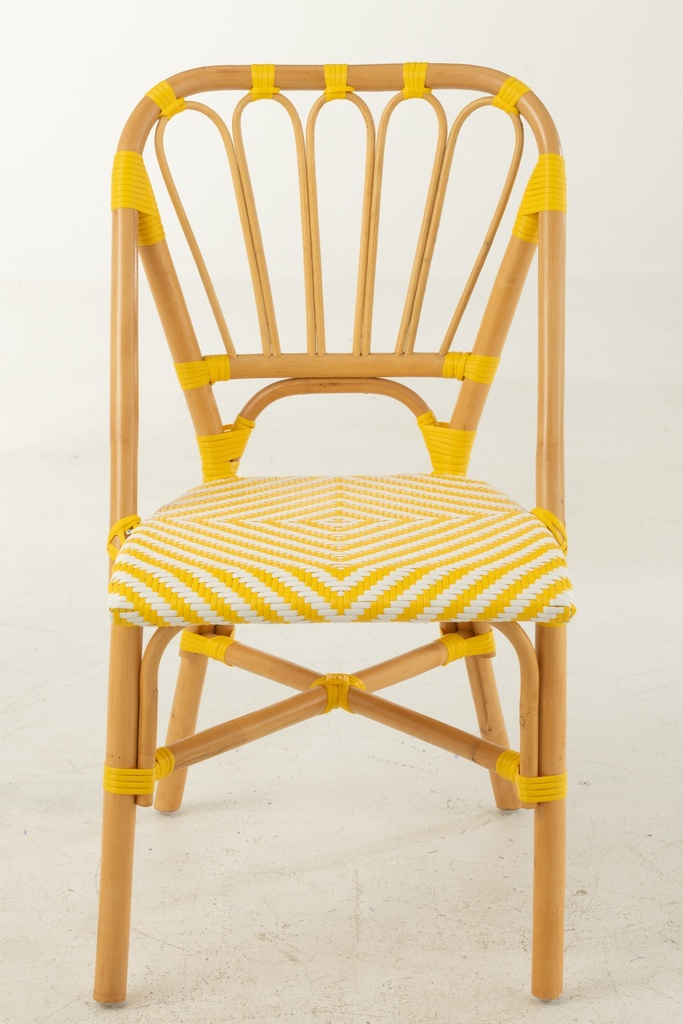 Dining Chair Rattan Yellow/White