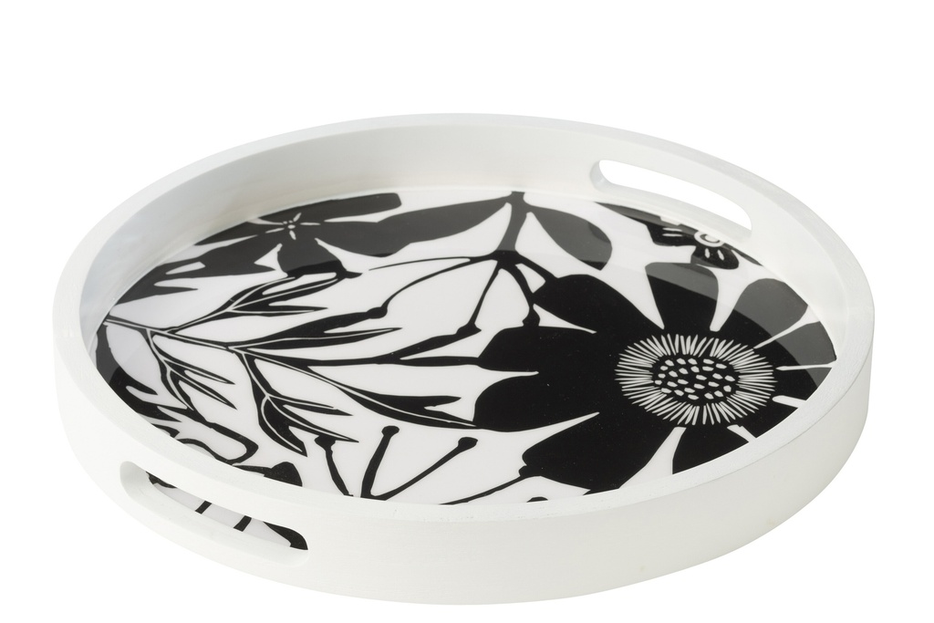 Tray Round With Handles Floral