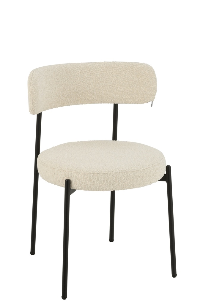 Chaise Boucle Contreplaqué/Polyester Blanc/Noir