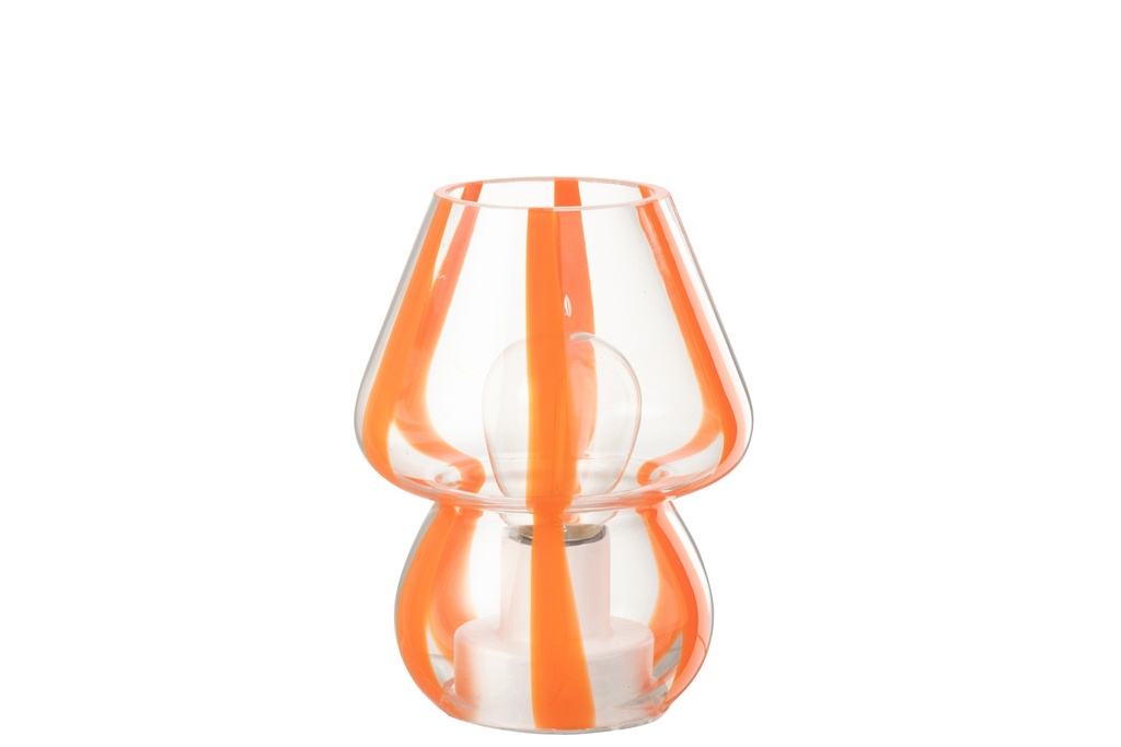 Table Lamp Stripes Glass Transparent/Orange