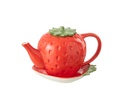 Teapot + Plate Strawberry Dolomite