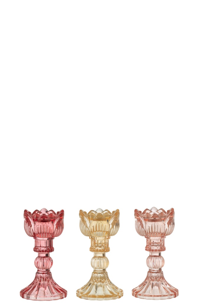 Candle Holder Rose Warm Glass