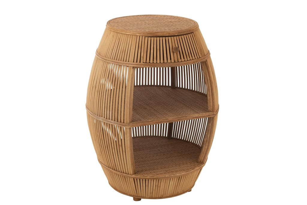 Table Tonneau Rotin/Bambou Naturel
