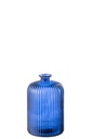 Vase Bouteille Rayé Verre Bleu