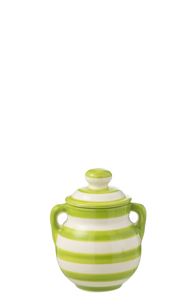 Jar Granada Stripes Ceramic White/Green