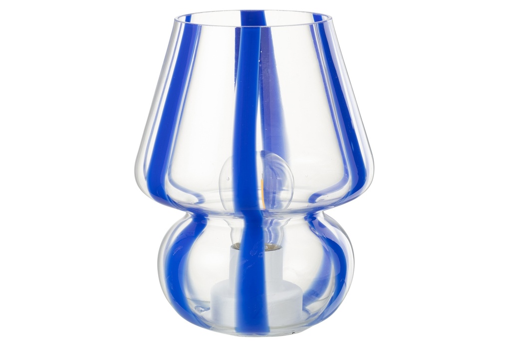 Table Lamp Stripes Glass Transparent/Blue
