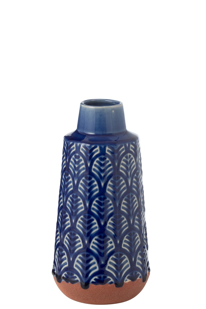Vase Leo Elongated Porcelain Blue/Terra