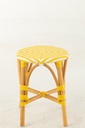 Tabouret en rotin jaune/blanc petit