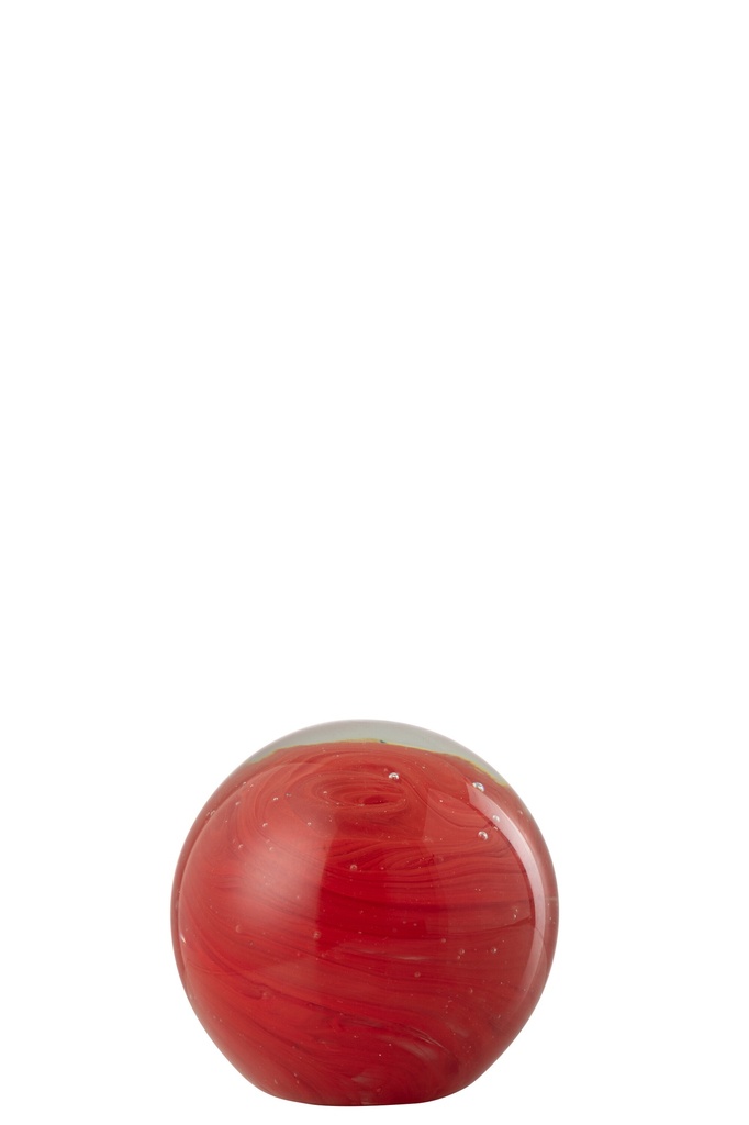 Paperweight Twister Round Glass Red