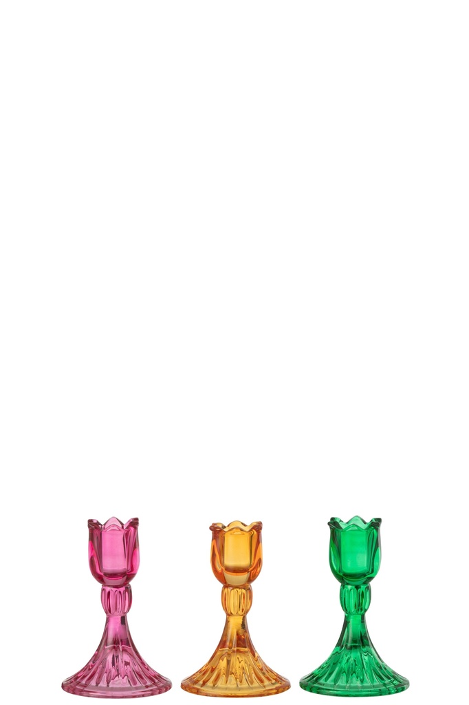 Candle Holder Tulip Glass Mix