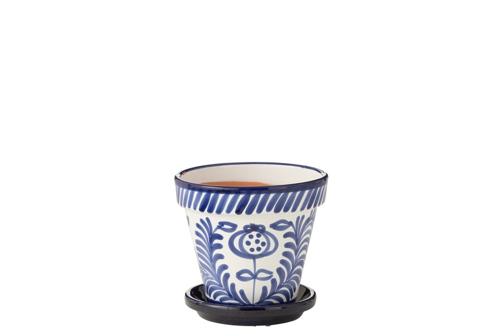Flowerpot+Plate Granada Handmade/Handpainted Ceramic Cobalto