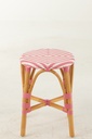 Tabouret en rotin rose/blanc petit