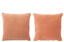Coussin carré en velours coton rose